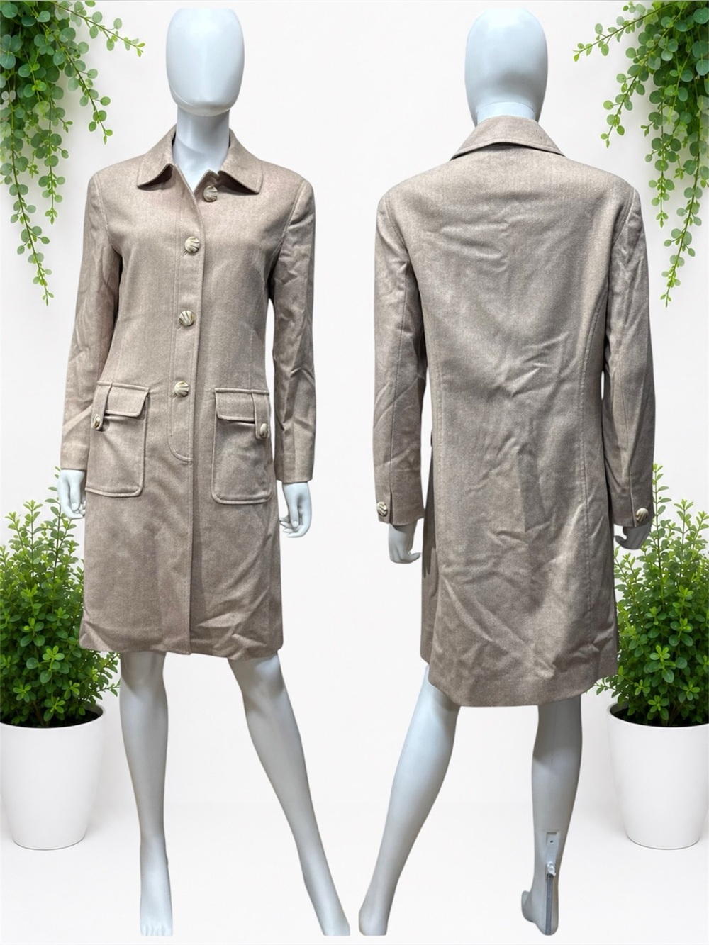 Magaschoni Wool Blend Herringbone Tailored Coat ~ Size 8 ~ CL4